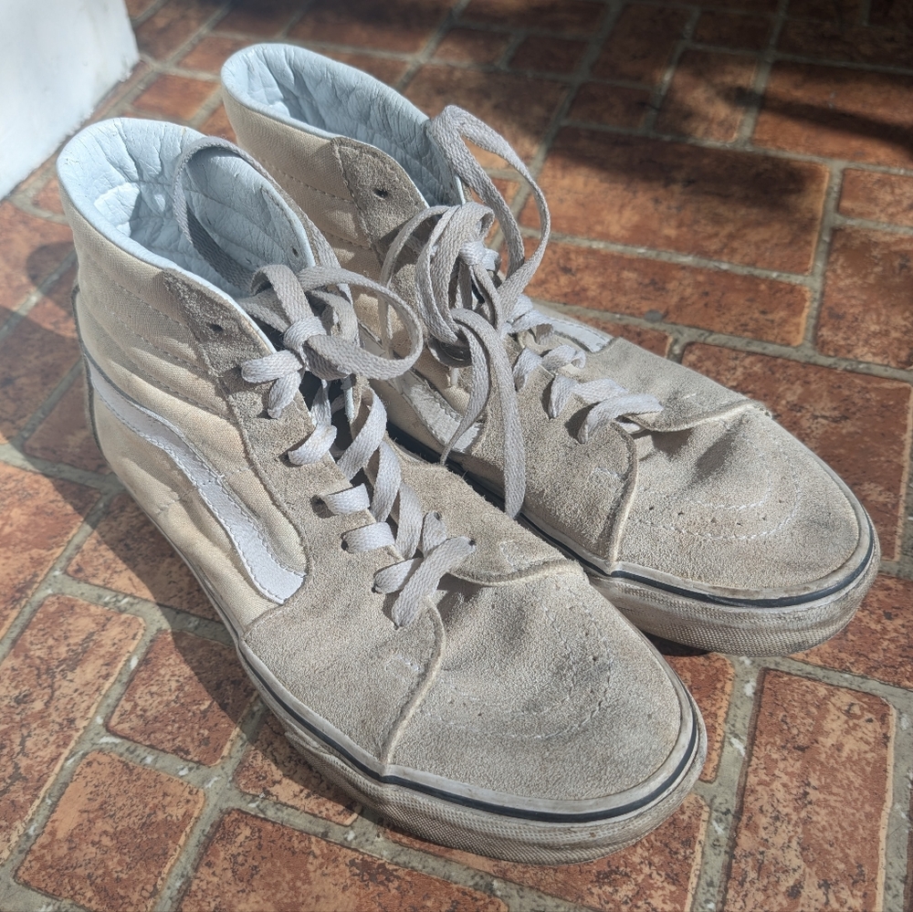 vans cream n white suede high tops